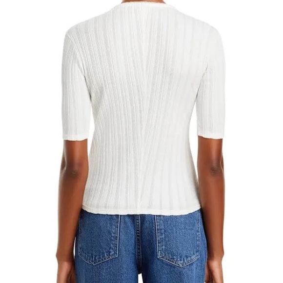 Re/Done Women's Pointelle 100% Cotton Top Pink Size Small - Picture 2 of 7